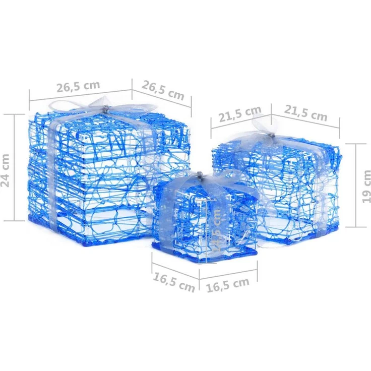 vidaXL LED-Geschenkboxen 3 Stk. Weihnachtsdekoration Kaltweiß 328791 – Bild 6