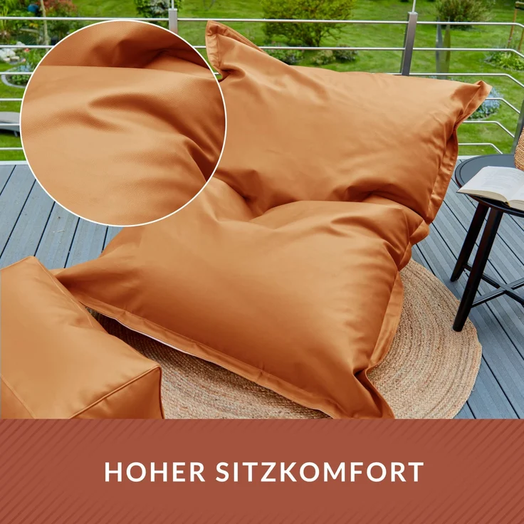 Green Bean® XXL Riesen-Sitzsack aus Kunstleder mit EPS Perlen Füllung - 140 x 180 cm 380 Liter - Bean Bag - - Cognac – Bild 5