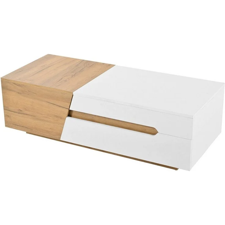 BBWL Couchtisch Modern ausziehbarer Couchtisch mit Schubladen in Weiß und Holzoptik (120x50x37.5 cm großer Wohnzimmertisch mit innovativem Schiebedesign und praktischem Stauraum für Bücher und Deko als stylisches 2er Set MDF Tisch für moderne Einrichtu... – Bild 2