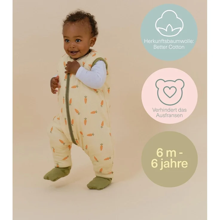 molis&co - Baby Schlafsack mit Füßen und Socke - Ideal für den Winter - Babyschlafsack mit Beinen 2,5 tog - 100% Baumwolle (Oeko-TEX 100), Premium Qualität - Carrots (117 cm) – Bild 5