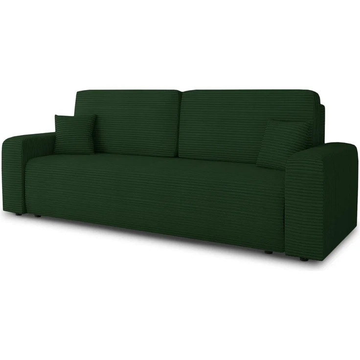 Schlafsofa Spark – Sofa mit Schlaffunktion und Bettkasten, Bonellfederkern, Cordbezug, große Schlaffläche, modernes Polstersofa & Bettsofa (Grün (Poso 014)) – Bild 2