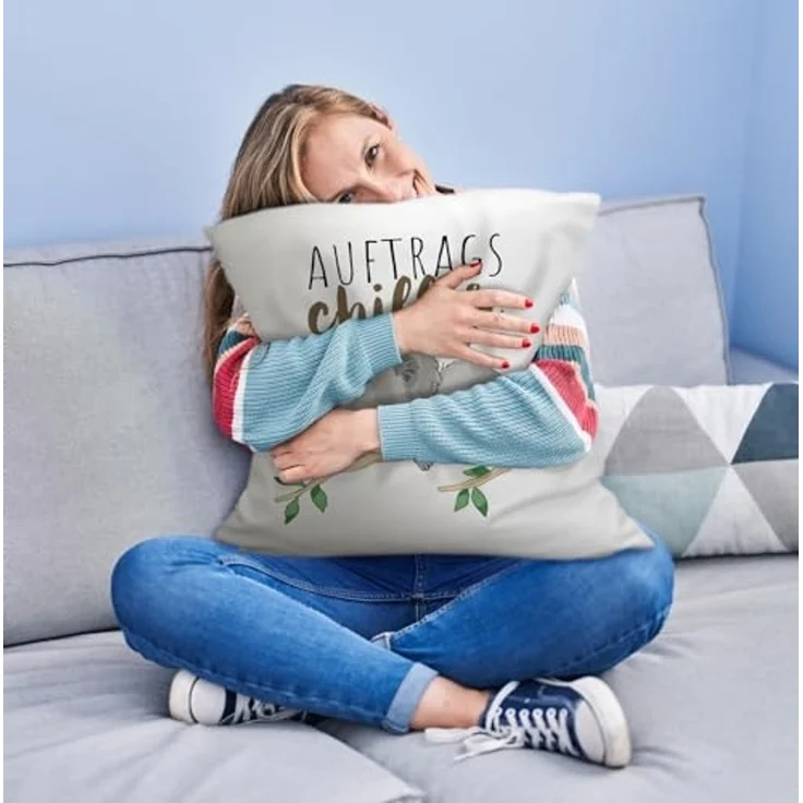 speecheese Dekokissen Schlafender Koala Kuschelkissen mit Spruch Auftragschiller – Bild 2