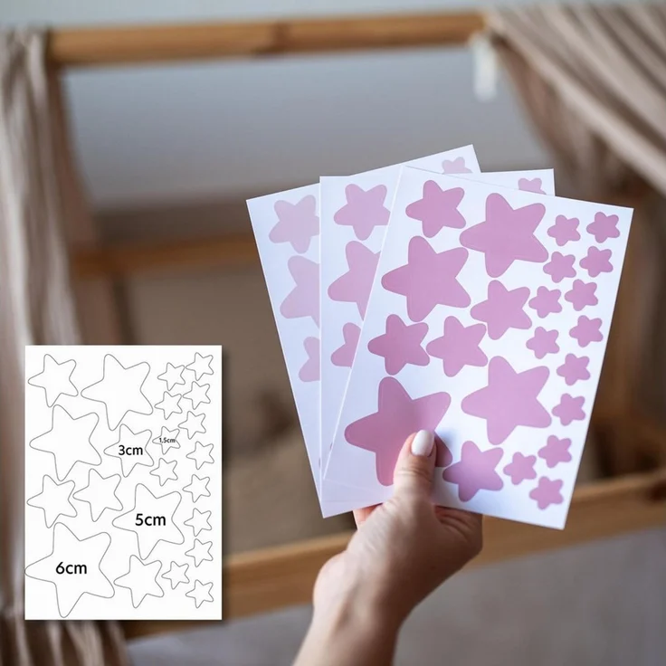 lilimaus Wandsticker Herzen, Sterne & Punkte selbstklebend - Deko fürs Kinderzimmer (132 St), Herzen, Sterne oder Punkte - 36er- & 132er-Set, ablösbar – Bild 2