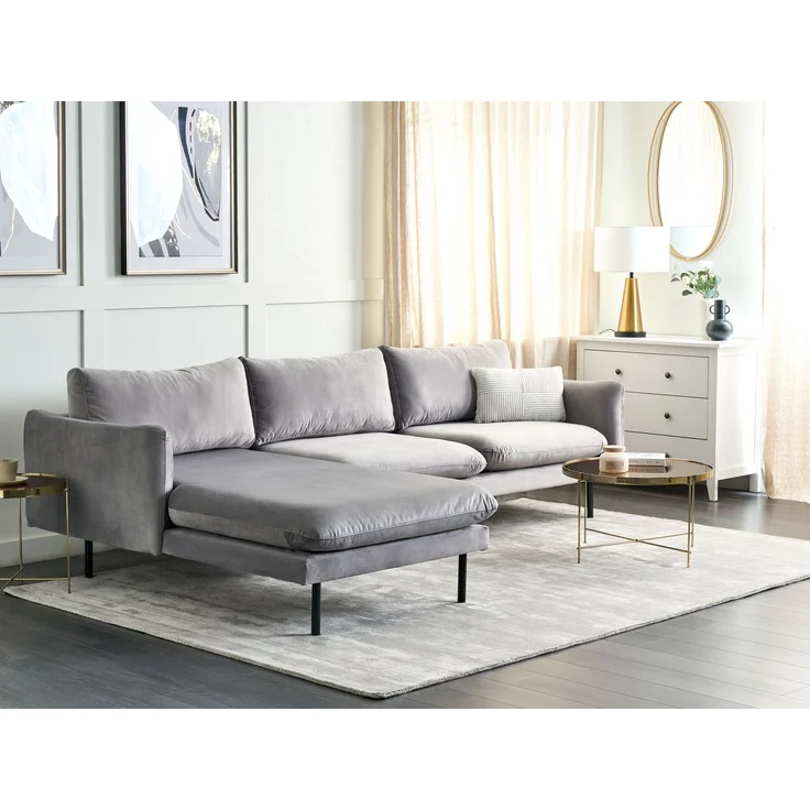 Ecksofa 4-Sitzer VINTERBRO Samtstoff Grau rechtsseitig – Bild 3