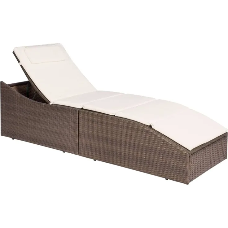 vidaXL Sonnenliege mit Polsterauflage Poly Rattan Braun 44135