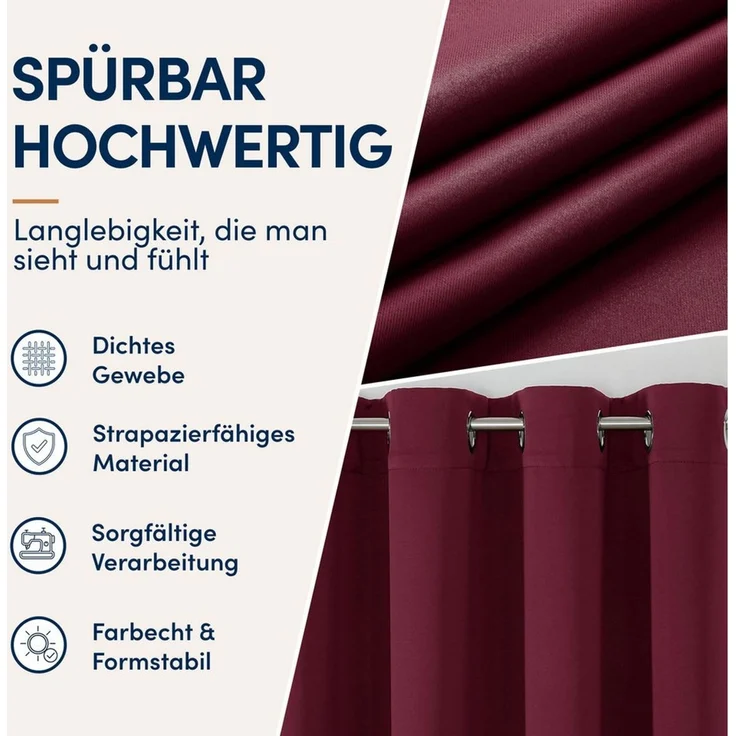 Stoffschmiede Gardine Blickdicht - Kräuselband & Ösen, Ösen – Bild 3