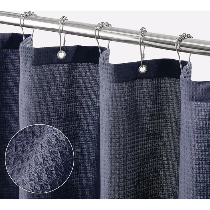 mDesign Duschvorhang Badewannenvorhang Duschgardine wasserdicht Blau – Bild 9