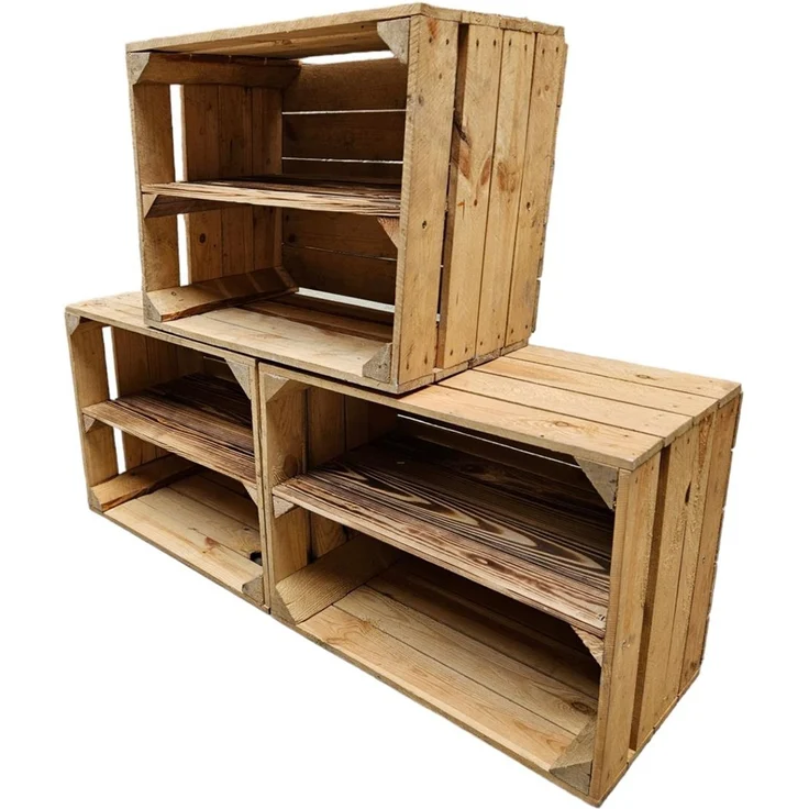 Holzkisten Vintage 3er Set 50 x 40 x 30cm Ablage Lang – Bild 1