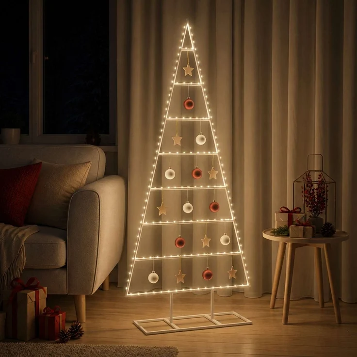 vidaXL Metall Weihnachtsbaum KUOPIO 125 cm Stahl Weiß 42053830 – Bild 3