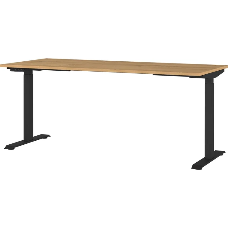 Germania Schreibtisch 7909-582, in Grandson-Eiche-Nb./Schwarz, EL. höhenverstellb, 180 x 120 x 80 cm (BxHxT) – Bild 1