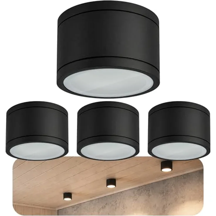 SSC-LUXon CELI-WX Aufbaustrahler flach, 4er Set, IP44, schwarz, Fassung für 1x GX53 (ohne Leuchtmittel)