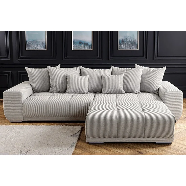 riess-ambiente Big-Sofa ELEGANCIA 285cm champagner beige, Einzelartikel 1 Teile, XXL Couch · Cord · mit Federkern · inkl. Kissen · Modern Design – Bild 3