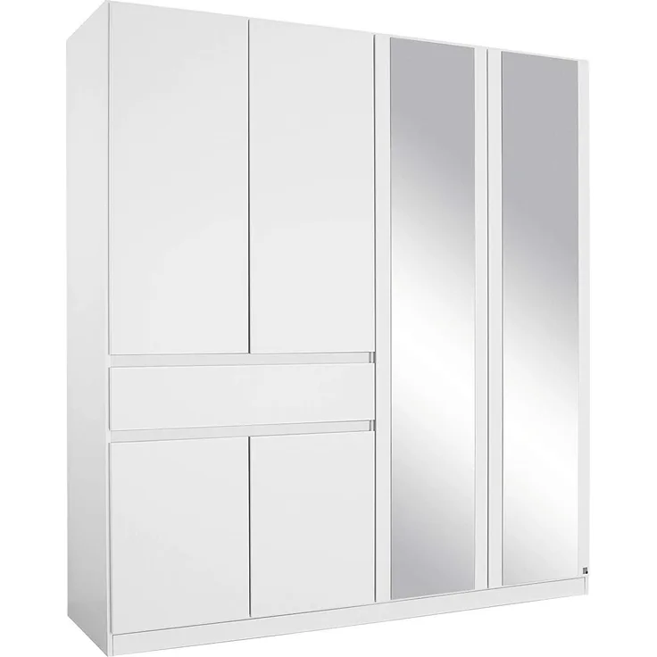 Rauch Möbel Tübingen Schrank Kleiderschrank Drehtürenschrank in Weiß mit Spiegel inklusive 1 Schublade, 6-türig, Zubehörpaket Basic 3 Einlegeböden, 1 Kleiderstange, BxHxT 181 x 197 x 54 cm