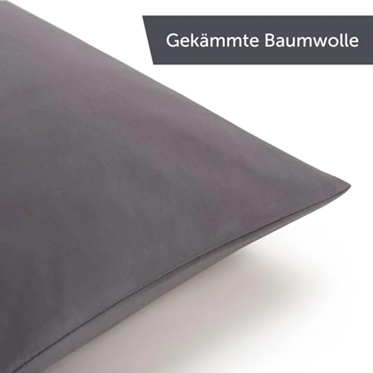 Blumtal Jersey Kissenbezug 45x45 im 2er Set - Oeko-TEX zertifizierte Kopfkissenbezüge 45x45 aus 100% Baumwolle - weiche Kissenhülle für Kissen 45x45 cm mit Reißverschluss - Grau – Bild 8