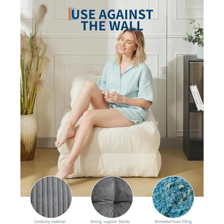 GarveeHome 3-in-1 Faltbares Schlafsofa für Wohnzimmer – Bequemer Bodensessel als Einzelbett, umwandelbarer Lounger mit Rückenlehne & Kissen, platzsparend, ideal als Gästebett oder Relaxsessel – Bild 5