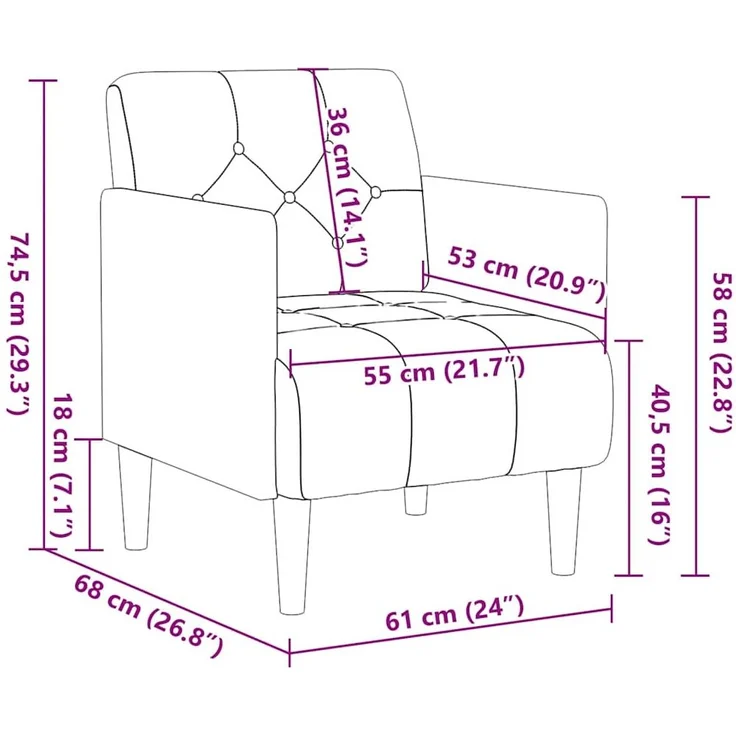 vidaXL Sessel mit Armlehnen Braun 55 cm Samt 4100598 – Bild 7