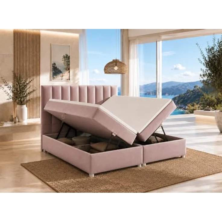 Best For Home Boxbett Trinity K-10, Rosa, Boxspringbett mit Bettkasten, 160x200 cm – Bild 2