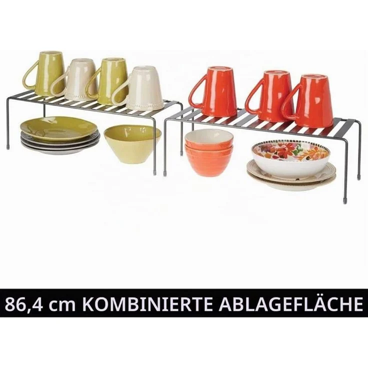 mDesign 2er Küchenregal Dunkelgrau Metall Aufbewahrung Ablage Organizer – Bild 4