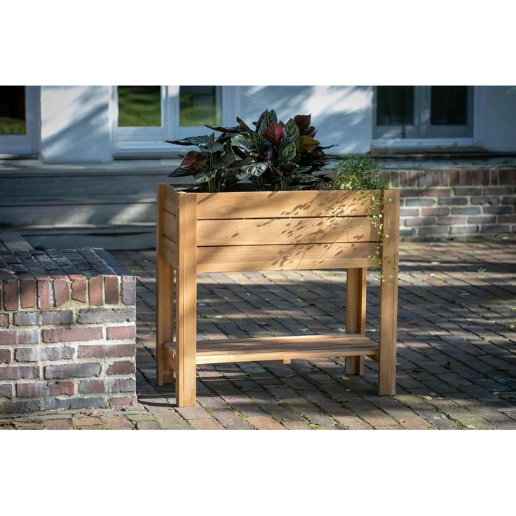 Teakholz Hochbeet mit Ablagefläche - bene living – Bild 7