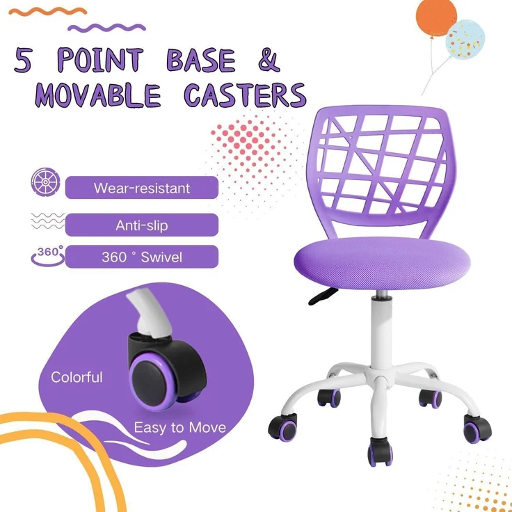 Bürostuhl Ergonomisch höhenverstellbar Stoffsitz Lila Violett – Bild 7