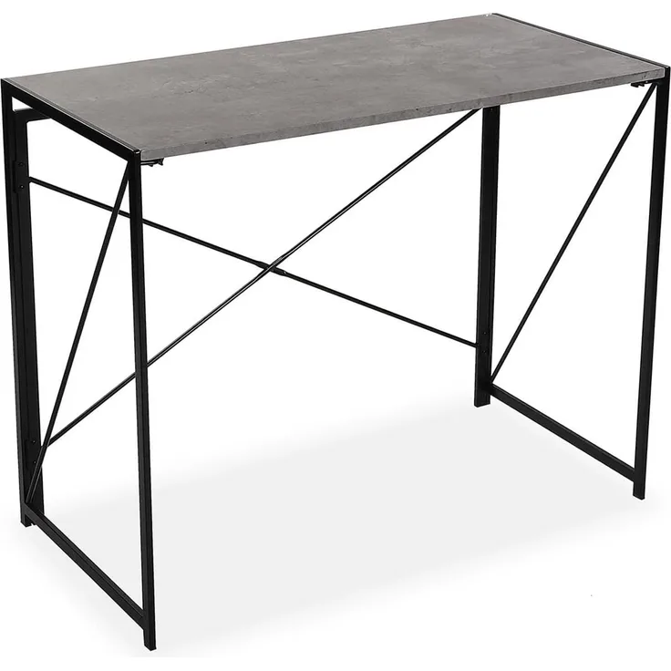 Versa Jack Schreibtisch für den Computer, Arbeitstisch Kompakter tisch Büro, Klappbar, Maßnahmen (H x L x B) 74 x 45 x 90 cm, Holz und Metall, Farbe: Grau