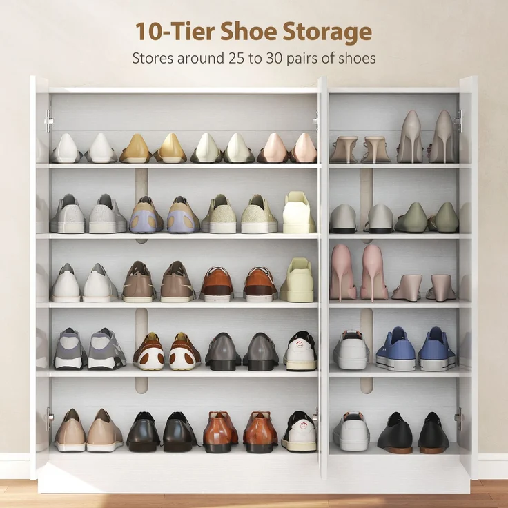 HOMCOM Schuhschrank, MDF, Weiß, 106,4L x 34B x 108,5H cm – Bild 4