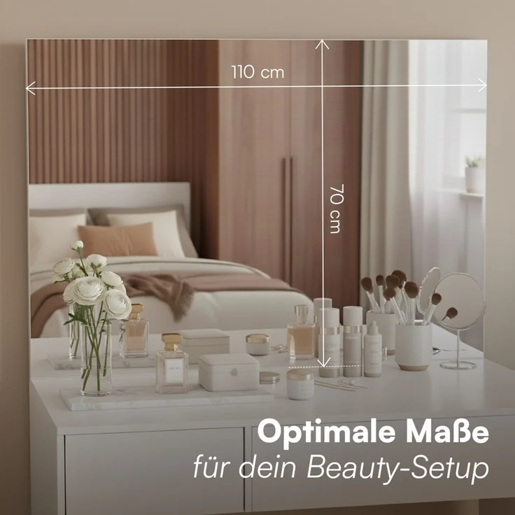 Bellamio 'Livny' Schminkspiegel, 110x70 cm, Wandspiegel aus HD-Glas (mit Wandbefestigung) – Bild 5