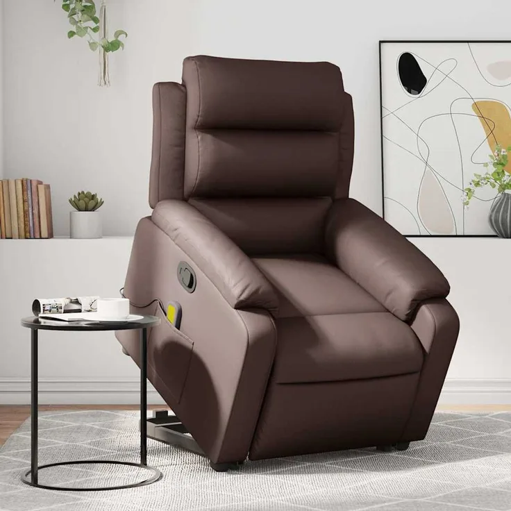 vidaXL Massagesessel mit Aufstehhilfe Braun Kunstleder 3205051