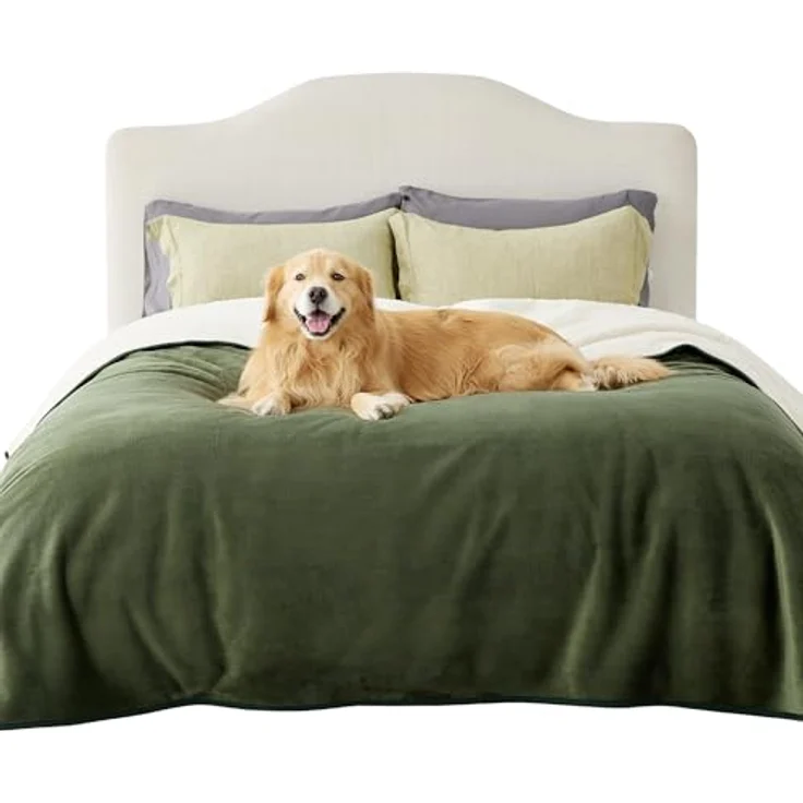 Lesure wasserdichte Hundedecke Grosse Hunde - 229x218 cm waschbar Hundedecke Outdoor, XXL Fleece Sofaschutz Decke groß, Katzendecke flauschig für Couch, Olivgrün – Bild 2