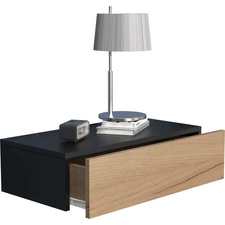 VCM Nachttisch Usal 918292 Schwarz / Honig-Eiche H. 15 x B. 60 x T. 30 cm – Bild 1