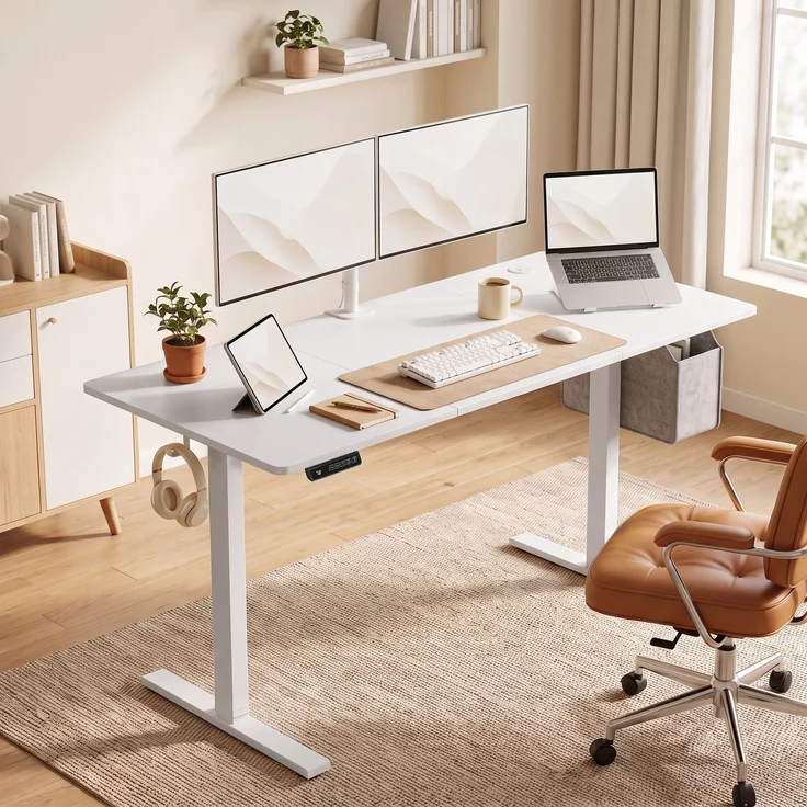 HOMCOM Schreibtisch, Spanplatte, Weiß, 140 x 60 x 118 cm – Bild 9