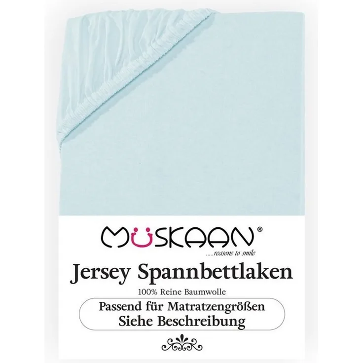 Müskaan Spannbettlaken Spannbetttuch Bettlaken Spannbetttücher Leintuch 100% Baumwolle, Jersey, Gummizug: Rundumgummizug, Matratzen Bezug bis 22cm Matratzenhöhe