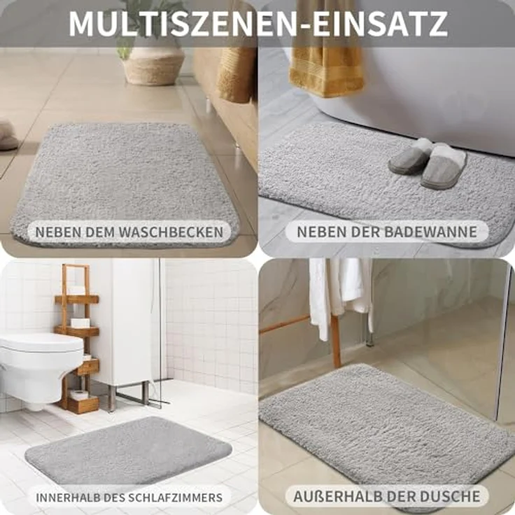 Good Nite Badezimmerteppich rutschfest Badvorleger Badematte Teppich Badezimmer Badteppich Grau 50x80 cm Bathroom Mat Maschinenwaschbar Saugfähig – Bild 7