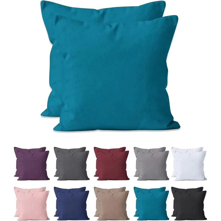 Hometex Premium Textiles Kissenbezug 2-er Set Kissenbezug Mikrofaser, Doppelpack Kissenhüllen ca. 95 g/m², Dekorative Dekokissen Sofakissen Lendenkissen Wurfkissenbezug mit Reißverschluss
