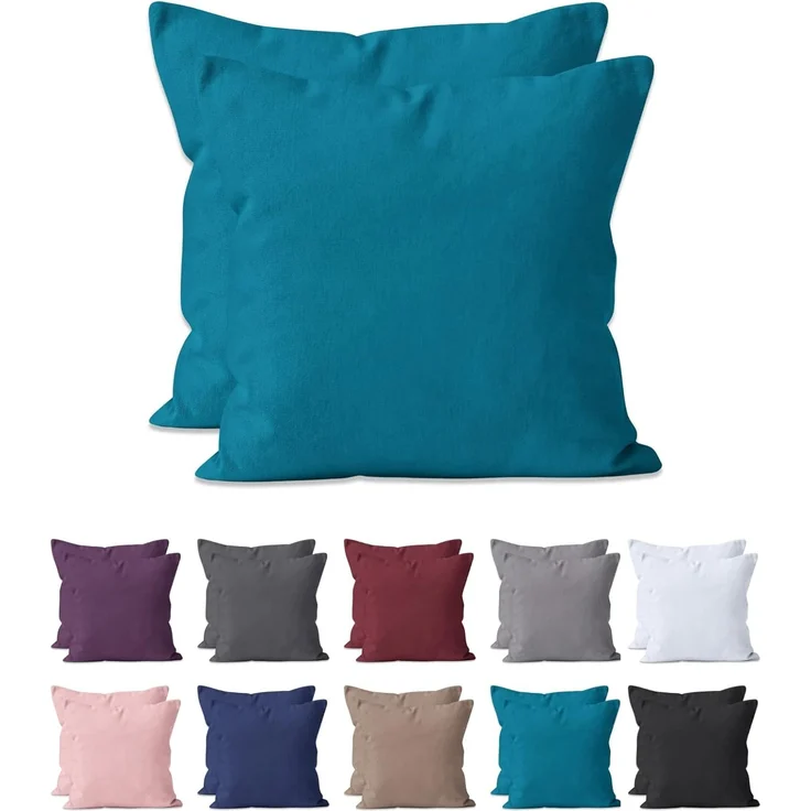 Hometex Premium Textiles Kissenbezug 2-er Set Kissenbezug Mikrofaser, Doppelpack Kissenhüllen ca. 95 g/m², Dekorative Dekokissen Sofakissen Lendenkissen Wurfkissenbezug mit Reißverschluss
