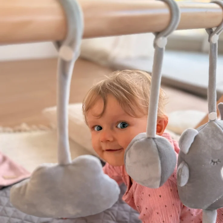 roba Baby-Spielbogen nach Montessori - Baby Gym & Activity Center aus Holz - Spieltrapez ab 3 Monaten zum Anhängen von Spielsets - Natur – Bild 6