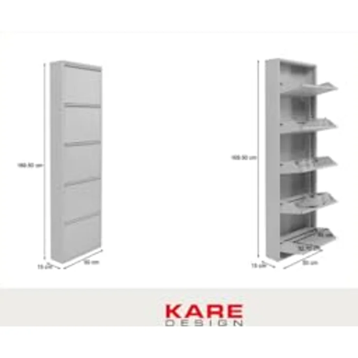 Kare Design Schuhschrank Caruso, Braun, Metall, mit 5 Klappen, Schuhablage für 6 Paar Schuhe, schmal, platzsparend, hoch, Schuhregal, Eingangsbereich, 173 x 50 x 15 cm – Bild 8