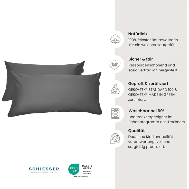 Satin Kissenhüllenset Ella 2-teilig – Bild 2