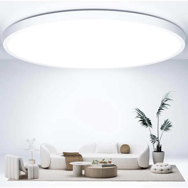 50CM Deckenlampe Led Deckenleuchte Flach - 48W 6500K 4800LM Kaltweiß Rund Küchenlampe Badlampe Led Deckenlampe Wohnzimmer Lampe Decke für Küche Schlafzimmer Badezimmer Kinderzimmer Modern Utra Dünn