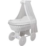 WALDIN Baby Stubenwagen-Set mit Ausstattung, Gestell/Räder weiß lackiert, Ausstattung weiß