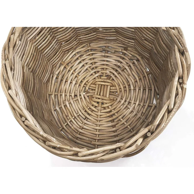 Kobolo Aufbewahrungskorb Rattankorb rund Kubu grau mit Lochgriff klein – Bild 5