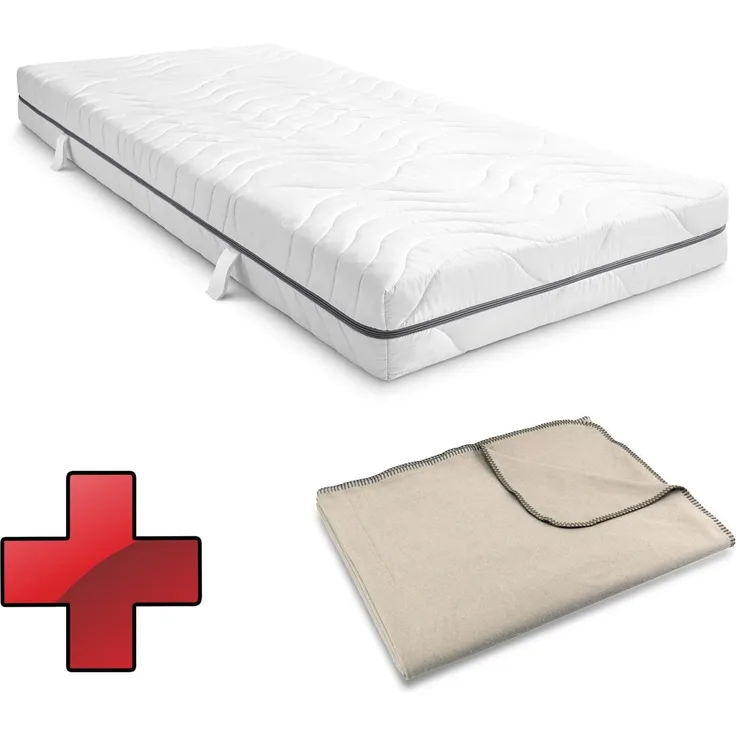 7 Zonen Viskoelastik-Matratze Sleezzz Smart 80 x 200 cm, Höhe 18 cm, Härtegrad H3 mit Air Memoryschaum + Sleezzz® Smart Kuscheldecke 150 x 200 cm