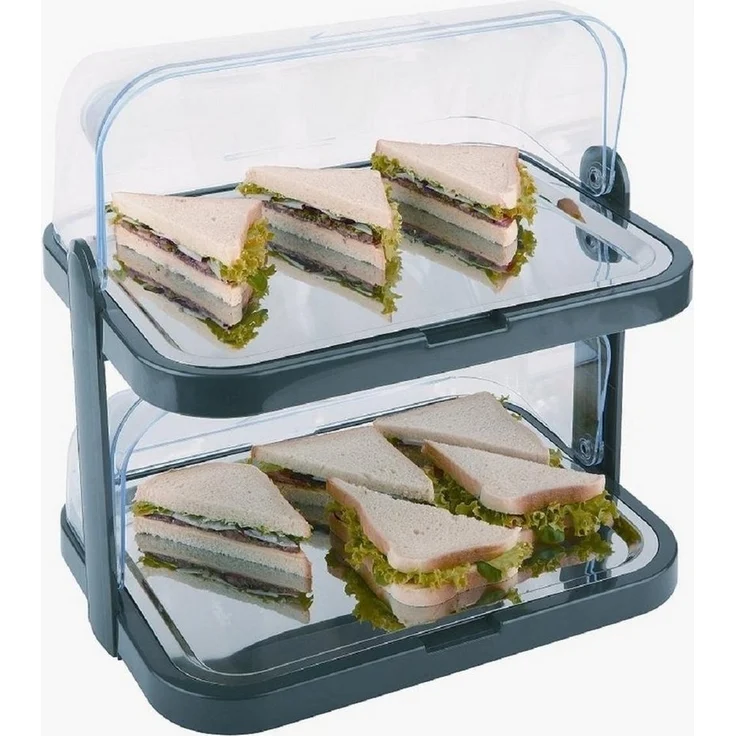 APS Buffet-Vitrine Doppeldecker, Edelstahl, Kunststoff, 2-stufig, inkl. 4 Kühlakkus – Bild 1