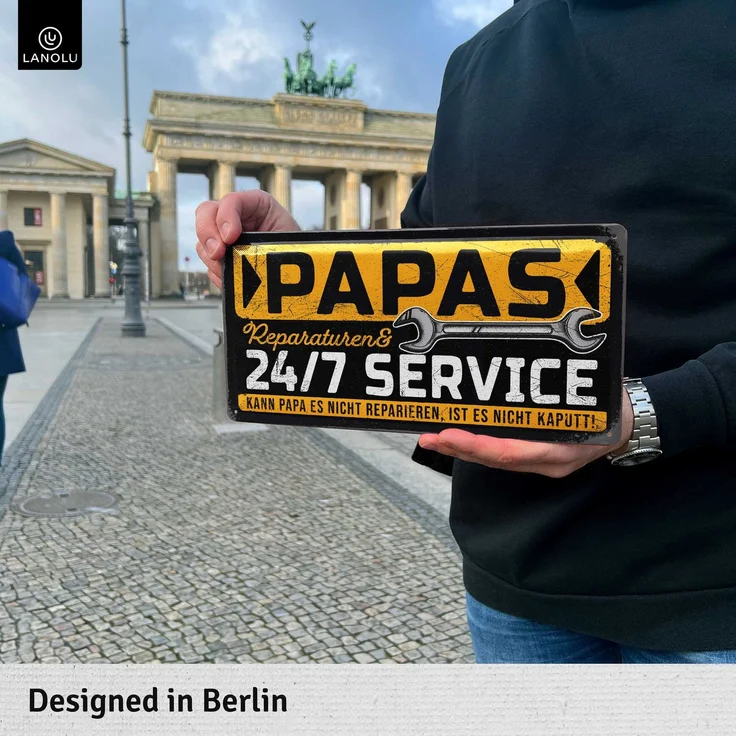 LANOLU Blechschild Papas Service 16x32cm – Metall – Mehrfarbig – 17130 – Bild 4