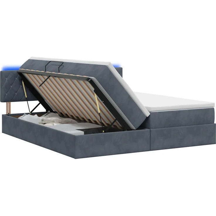 vidaXL LED-Speicherbett mit Matratze Dunkelgrau 180 x 200 cm Samt 3459373 – Bild 2