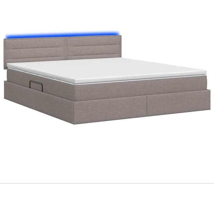 vidaXL LED-Speicherbett mit Matratze Taupe 140 x 200 cm Stoff 3459006 – Bild 9