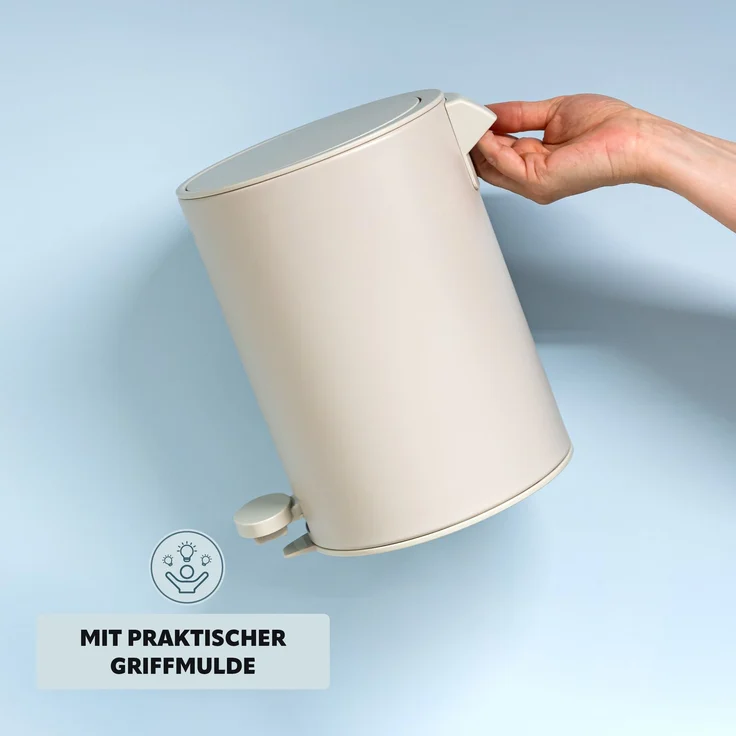 eluno Kosmetikeimer ZINOLA, 3 Liter Fassungsvermögen, aus Kunststoff und Metall, beige – Bild 5