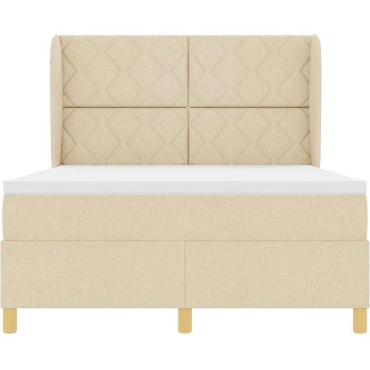 vidaXL Boxspringbett mit Kopfteil Creme 190 x 140 cm Stoff 3340814 – Bild 7