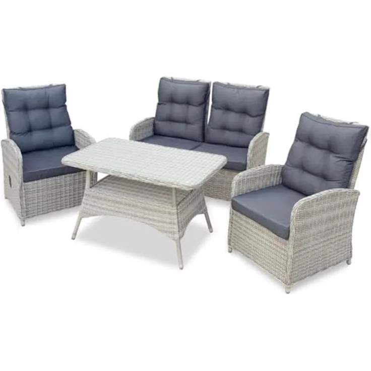 Monte Carlo Garten Sitzgruppe, Polyrattan, grau, für 4 Personen