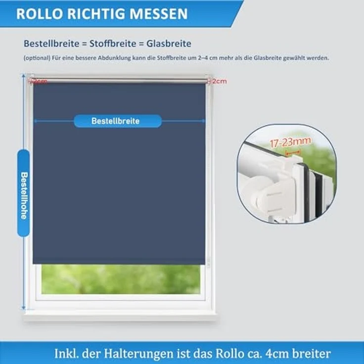 Verdunkelungsrollo Rollo ohne Bohren Verdunkelung 85x160 cm Dunkelblau Lichtundurchlässig Thermo-Rollo Verdunklungsrollo Klemmfix Rollos für Fenster und Tür Sicht-und Sonnenschutz – Bild 4